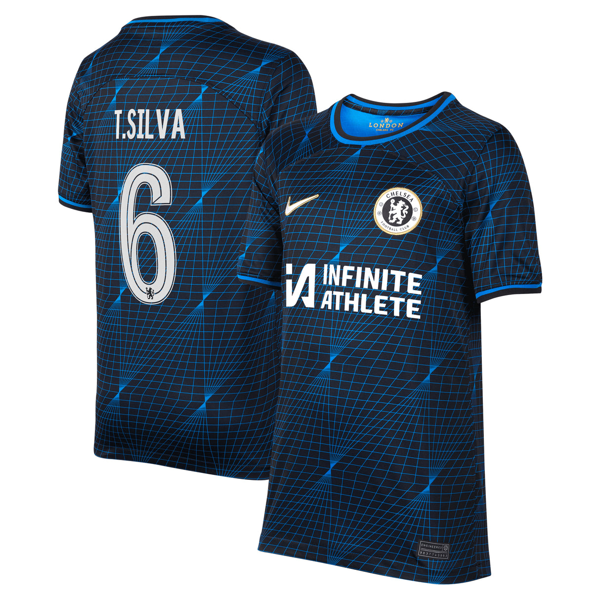 Chelsea Cup Nike Away Stadium Sponsored Shirt 2023-24 - Kids with Silva 6 printing