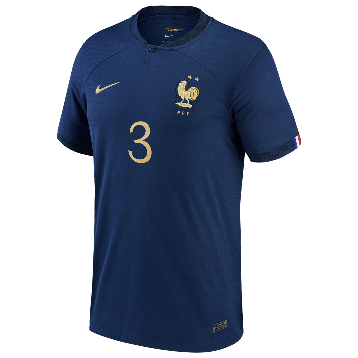 France Home Stadium Shirt 2022 with Clauss 3 printing - Kit Captain