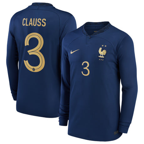 France Home Stadium Shirt Long Sleeve 2022 - Kids with Clauss 3 printing - Kit Captain