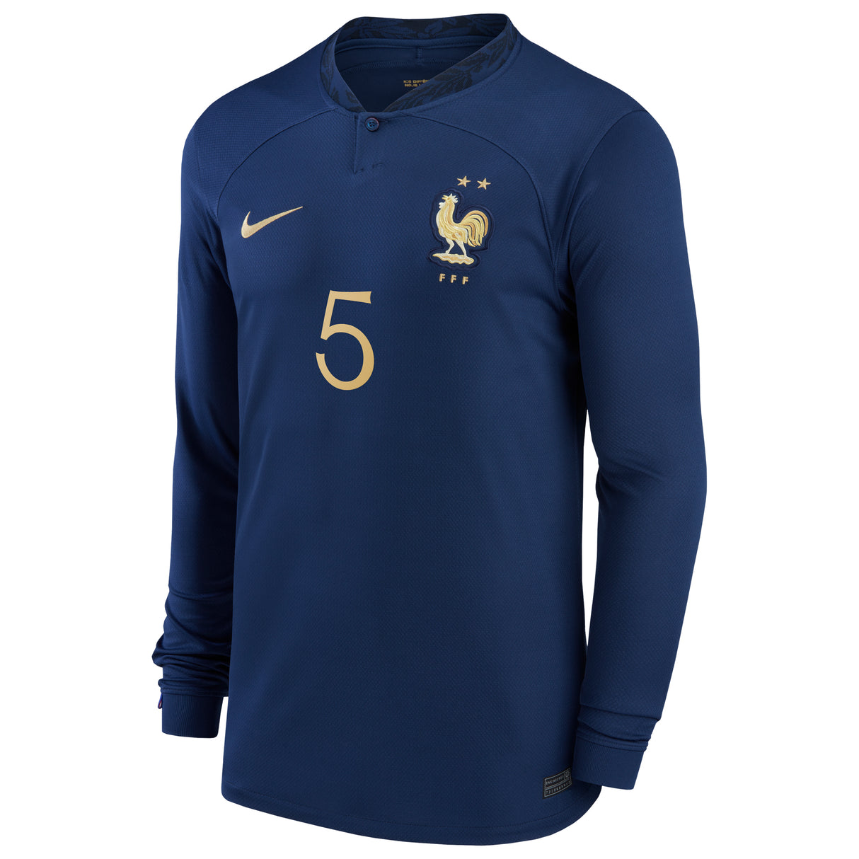 France Home Stadium Shirt Long Sleeve 2022 - Kids with Lukeba 5 printing - Kit Captain