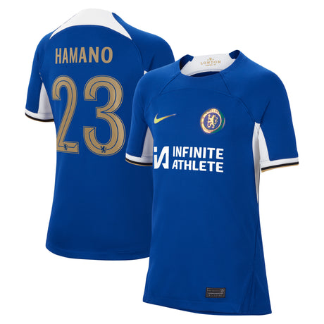 Chelsea Cup Nike Home Stadium Sponsored Shirt 2023-24 - Kids with Hamano 23 printing