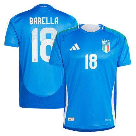 Italy adidas Home Authentic Shirt 2024 with Barella 18 printing