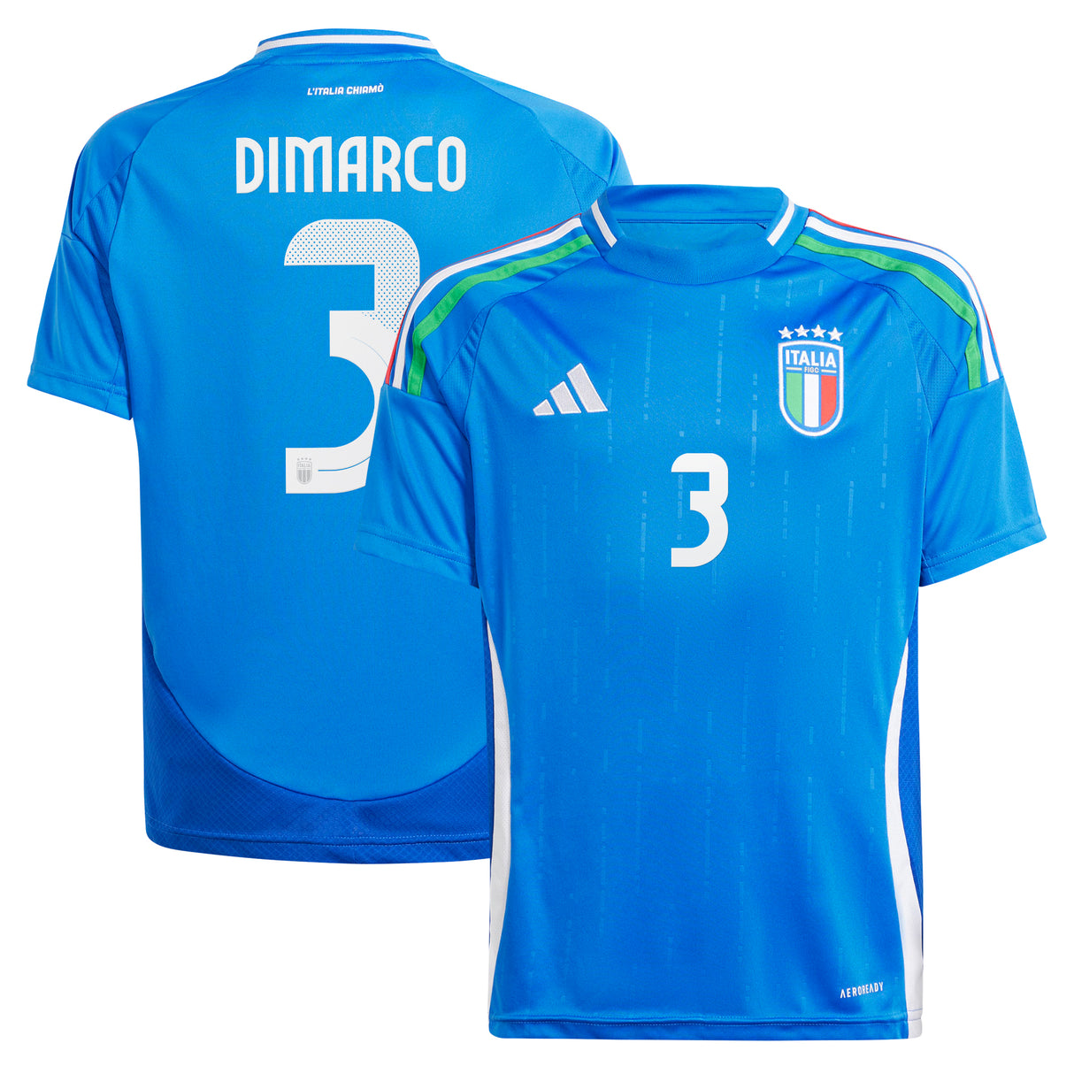 Italy adidas Home Shirt 2024 - Kids with DiMarco 3 printing