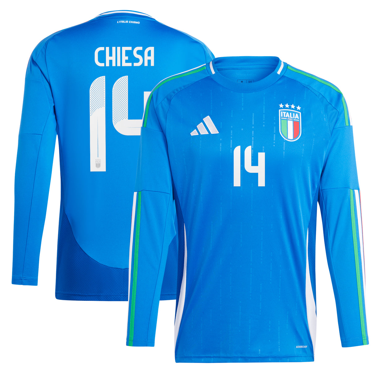 Italy adidas Home Shirt 2024 - Long Sleeve with Chiesa 14 printing