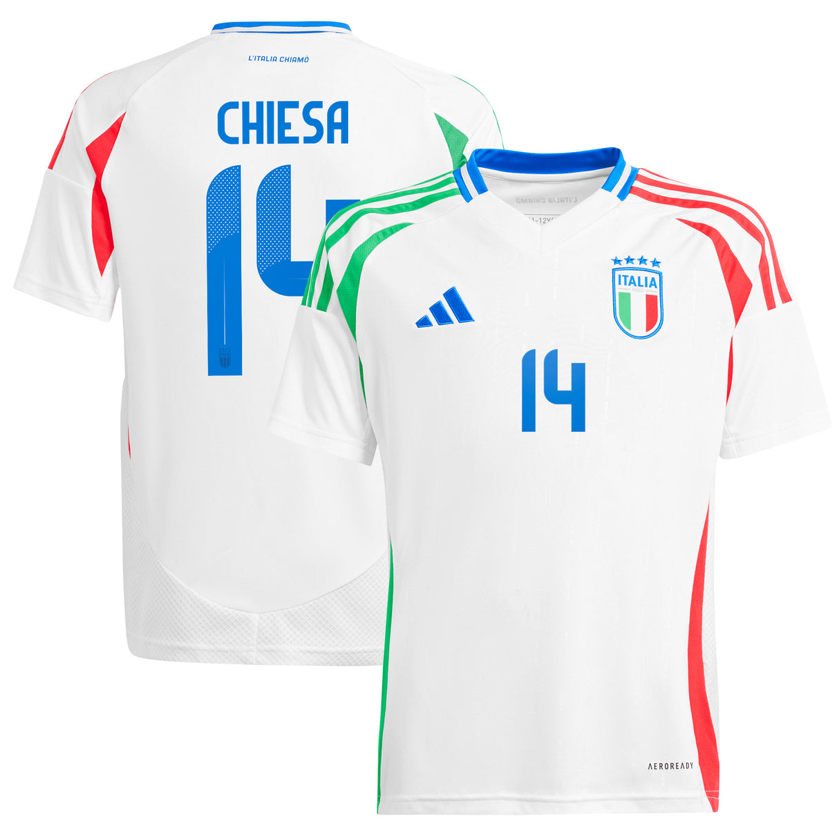 Italy adidas Away Shirt 2024 - Kids with Chiesa 14 printing